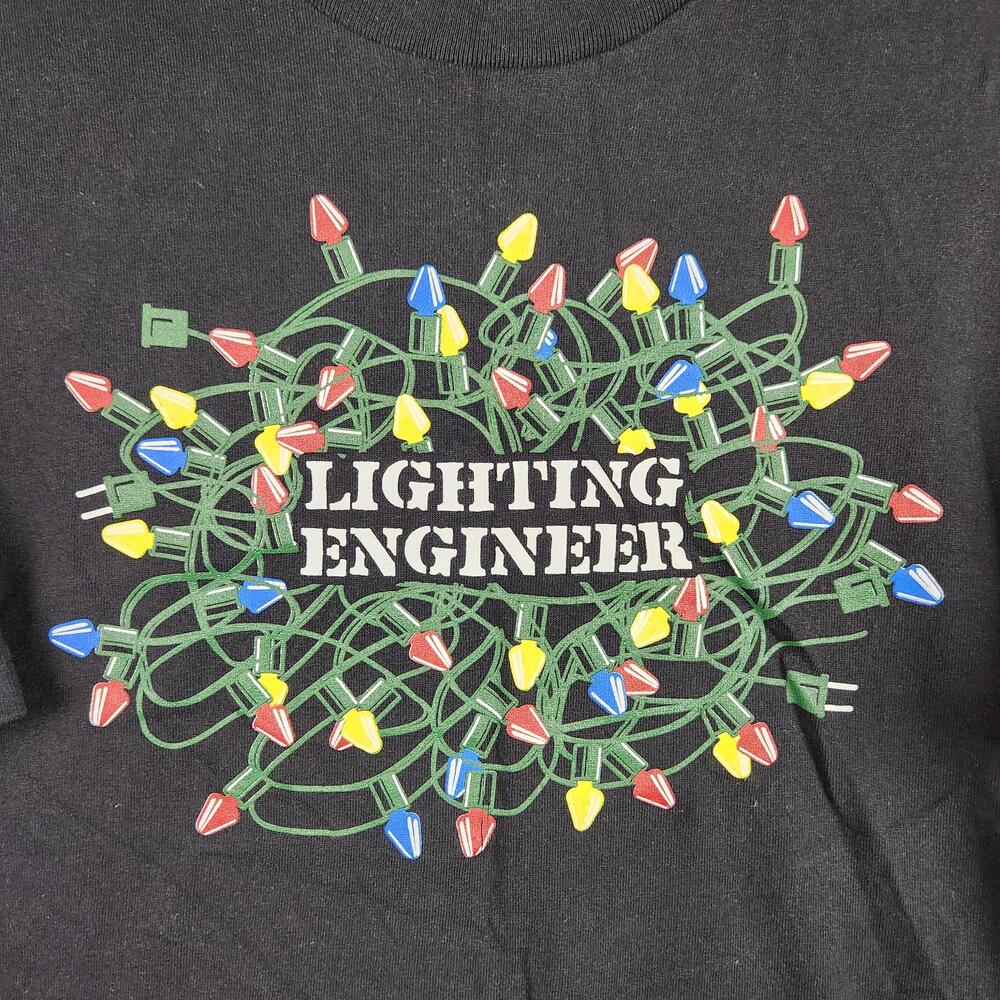 Vintage Lighting Engineer Shirt Mens Large Black Christmas Lights Funny Graphic